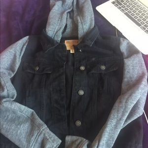 Hollister jean jacket with hood